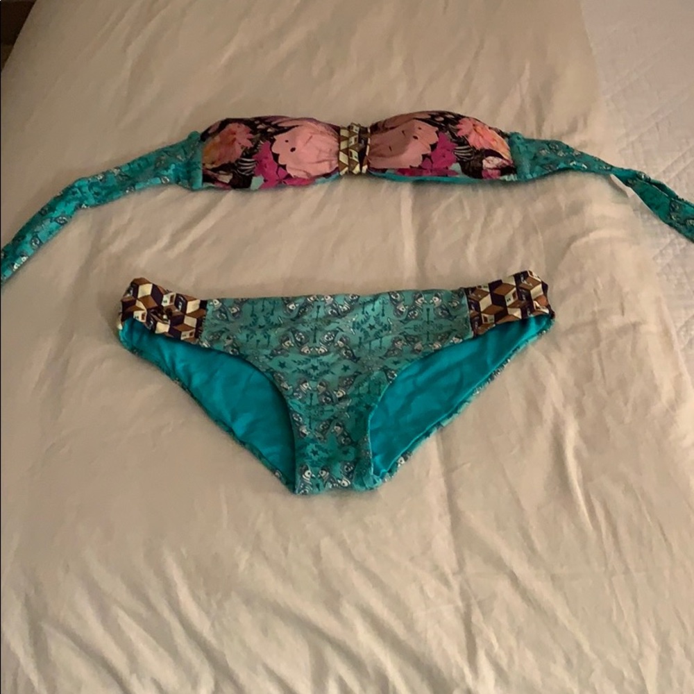 Maje pattern bikini top and bottom set